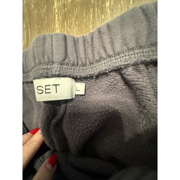 Set Active- Set Sweatpants Jogger Large Gray Heavyweight Women Sweats Drawstring - Picture 10 of 12